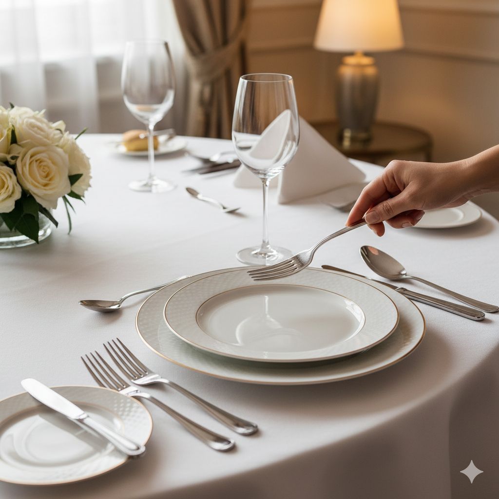 آموزش آداب غذاخوری و اشتباهات رایج در استفاده و چیدمان قاشق و چنگال.