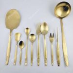 سرویس قاشق چنگال نیوبرلین مدل هاف طلایی نیمه مات