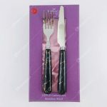 کارد و چنگال میوه خوری کاراجا مدل سرامیکی طرح ماربل مشکی