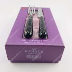 کارد و چنگال میوه خوری کاراجا مدل سرامیکی طرح ماربل مشکی