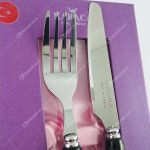 کارد و چنگال میوه خوری کاراجا مدل سرامیکی طرح ماربل مشکی