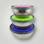 کاسه استیل 3 تایی درب دار چفت شونده