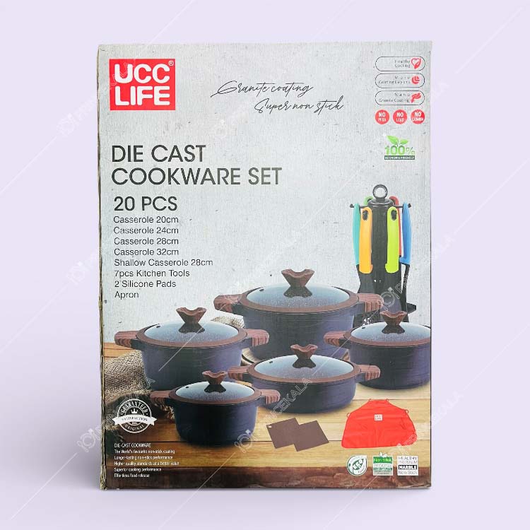 سرویس قابلمه 10 پارچه یو سی سی لایف کد SC020 رنگ مشکی